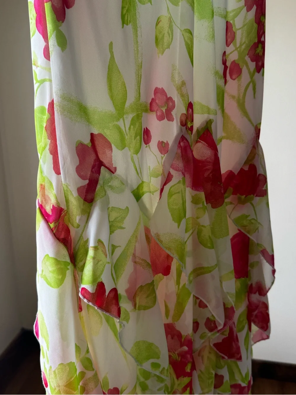 Robbie Bee White Dress with Pink & Lime Floral Accents - Picture 3 of 8